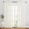 imageNICETOWN White Linen Sheer Curtains and Drapes 84 inches Long Rod Pocket ampamp Back Tab semitransparent with Light Through Vertical Window Treatments for Sliding Glass Door ampamp Living Room 52quotW Set of 2Natural