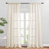 imageNICETOWN White Linen Sheer Curtains and Drapes 84 inches Long Rod Pocket ampamp Back Tab semitransparent with Light Through Vertical Window Treatments for Sliding Glass Door ampamp Living Room 52quotW Set of 2Beige