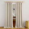 imageNICETOWN White Linen Sheer Curtains and Drapes 84 inches Long Rod Pocket ampamp Back Tab semitransparent with Light Through Vertical Window Treatments for Sliding Glass Door ampamp Living Room 52quotW Set of 2Linen Light Taupe