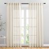 imageNICETOWN White Linen Sheer Curtains and Drapes 84 inches Long Rod Pocket ampamp Back Tab semitransparent with Light Through Vertical Window Treatments for Sliding Glass Door ampamp Living Room 52quotW Set of 2Beige
