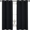 imageNICETOWN Halloween Pitch Black Solid Thermal Insulated Grommet Blackout CurtainsDrapes for Bedroom Window 2 Panels 42 inches Wide by 63 inches Long Black