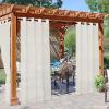 imageNICETOWN Outdoor ampamp Indoor Sheer Curtains 84 inches Long 2 Panels Waterproof Sheer Texture Panels for Living Room Decoration Curtains with Rustproof Grommets for PatioGazebo W54 x L84 WhiteBeige