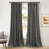imageNICETOWN Thermal Insulated Velvet Curtains Ivory 96 Inch Length Heavy Duty Keep Warm Drapes Room Darkening Thermal Insulated Curtains for Patio Hall Villa Bedroom Window Treatment Set of 2Grey