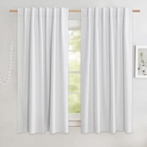 imageNICETOWN 100 Blackout Natural Linen Curtains 90quot Length with Thermal Insulated Liners for Bedroom Farmhouse Style Room Cooling Small Window Draperies for Dining Room 2 Panels 52quot WWhite