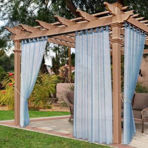 imageNICETOWN 2 Panels Indoor Outdoor Waterproof Patio Curtains Sticky Tab Top Soft Voile Sheer Vertical Indoor Outdoor Drapes Easy Hanging for PorchCabana Ivory W54 x L96Turquoise