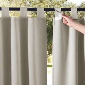 imageNICETOWN 2 Panels Outdoor Curtains for Patio Waterproof 84quot Long Detachable Sticky Tab Top Thermal Insulated Privacy Sun Blocking ampamp UV Protection Drapes for PorchPergola Biscotti Beige W52 x L84Natural