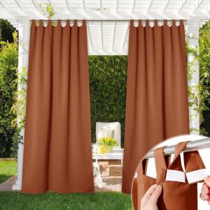 imageNICETOWN 2 Panels Outdoor Curtains for Patio Waterproof 84quot Long Detachable Sticky Tab Top Thermal Insulated Privacy Sun Blocking ampamp UV Protection Drapes for PorchPergola Biscotti Beige W52 x L84Mecca Red