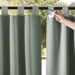 imageNICETOWN 2 Panels Outdoor Curtains for Patio Waterproof 84quot Long Detachable Sticky Tab Top Thermal Insulated Privacy Sun Blocking ampamp UV Protection Drapes for PorchPergola Biscotti Beige W52 x L84Sage Green