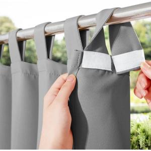 imageNICETOWN 2 Panels Outdoor Curtains for Patio Waterproof 84quot Long Detachable Sticky Tab Top Thermal Insulated Privacy Sun Blocking ampamp UV Protection Drapes for PorchPergola Biscotti Beige W52 x L84Silver Grey