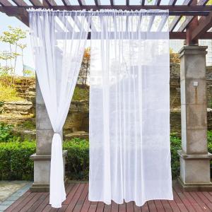 imageNICETOWN 2 Panels White Sheer Outdoor Curtains for Patio Waterproof Rod Pocket Indoor Outdoor Sheer Airy Voile Window Treatments for PorchPergolaLiving Room W54 x L84White