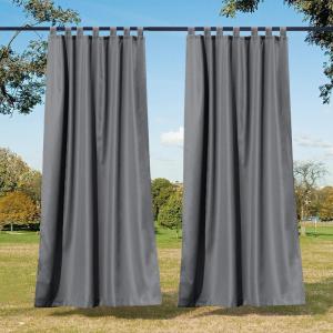 imageNICETOWN 2 Panels110quot Wide Patio Curtains Outdoor Waterproof 84 inch Long Tab Top Thermal Insulated Water Resistant Outdoor Drapes Keep Privacy for PergolaArbor TaupeGrey
