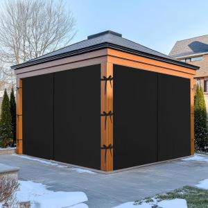 imageNICETOWN 4 Panels 10 x 10 Gazebo Curtains for Patio Wateroof Grommet Universal Replacement Privacy Windowproof Canopy Sidewall Outdoor Curtains with Tiebacks ampamp Double Slider Zipper TaupeBlack
