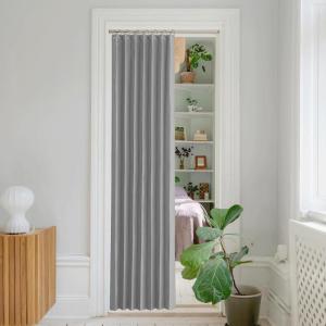 imageNICETOWN Accordion Blackout Door Curtains for Doorway Thermal Insulated Privacy Closet Curtains Room Divider Sliding Door Shade for Living RoomBathroomBedroom 1 Panel with Hooks W38 x L80 GreySilver Grey