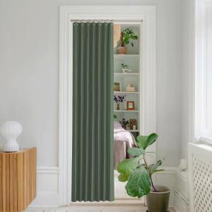 imageNICETOWN Accordion Blackout Door Curtains for Doorway Thermal Insulated Privacy Closet Curtains Room Divider Sliding Door Shade for Living RoomBathroomBedroom 1 Panel with Hooks W38 x L80 GreyDark Mallard