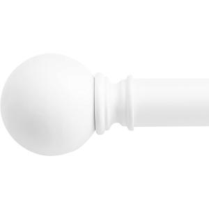 imageNICETOWN Antique White Curtain Rods for Window 48 to 86 inch Decorative 1 18 inch Diameter Single Strong Curtain Rod with Trophy Design for FarmhouseLiving RoomMatte White