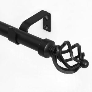 imageNICETOWN Black Curtain Rods for Windows 28 to 48 inch Adjustable Curtain Rod 1 inch Diameter Modern Faceted Ball Finials Design Decorative Drapery Rod for Valances Tiers 2848quot Length Matte BlackMatte Black