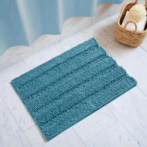 imageNICETOWN Grey Bathroom Rug Extra Thick Indoor Outdoor Durable Doormat for Bathroom AntiSlip Soft Plush Chenille Shaggy Bath Mat Living Room Bedroom Mat Water Absorbent Floor Carpet 47 x 24Teal Blue