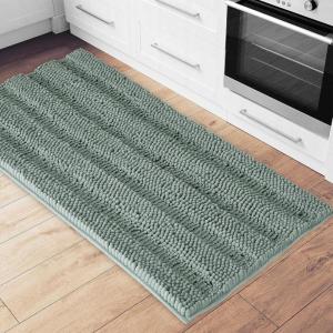 imageNICETOWN Grey Bathroom Rug Extra Thick Indoor Outdoor Durable Doormat for Bathroom AntiSlip Soft Plush Chenille Shaggy Bath Mat Living Room Bedroom Mat Water Absorbent Floor Carpet 47 x 24Sage Green