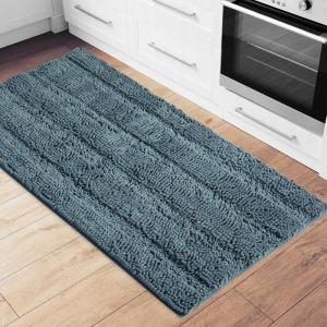imageNICETOWN Grey Bathroom Rug Extra Thick Indoor Outdoor Durable Doormat for Bathroom AntiSlip Soft Plush Chenille Shaggy Bath Mat Living Room Bedroom Mat Water Absorbent Floor Carpet 47 x 24Stone Blue