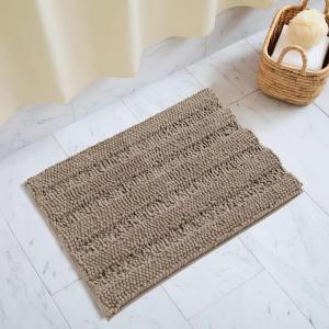 imageNICETOWN Grey Bathroom Rug Extra Thick Indoor Outdoor Durable Doormat for Bathroom AntiSlip Soft Plush Chenille Shaggy Bath Mat Living Room Bedroom Mat Water Absorbent Floor Carpet 47 x 24Taupe Brown