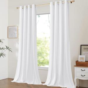 imageNICETOWN Halloween Black Curtains Patio Blackout Velvet Curtain Panels Media Movie Theater Room Decor Energyefficient Velvet Woven Home Theater Eyelet Top Drapes for Living Room 1 Pair W52xL96White
