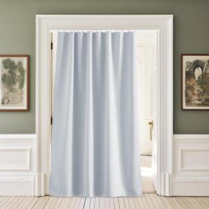 imageNICETOWN Lower Noise Room Divider Curtain Screen Partitions with Adhesive Curtain Track 7ft Tall x 83ft Wide Black Blackout Sound Reducing Panel for DoorwayGlass WindowSliding DoorPatioGreyish White