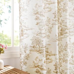 imageNICETOWN Natural Linen Curtains ampamp Drapes for Windows 84 inch Long Rod Pocket ampamp Back Tab Thick Flax Semi Sheer Privacy Assured with Light Filtering for BedroomLiving Room W55 x L84 2 PiecesCoffee