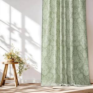 imageNICETOWN Natural Linen Curtains ampamp Drapes for Windows 84 inch Long Rod Pocket ampamp Back Tab Thick Flax Semi Sheer Privacy Assured with Light Filtering for BedroomLiving Room W55 x L84 2 PiecesSage Green on Greyish White