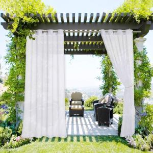 imageNICETOWN Outdoor ampamp Indoor Sheer Curtains 84 inches Long 2 Panels Waterproof Sheer Texture Panels for Living Room Decoration Curtains with Rustproof Grommets for PatioGazebo W54 x L84 WhiteWhite