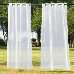 imageNICETOWN Outdoor ampamp Indoor Sheer Curtains 84 inches Long 2 Panels Waterproof Sheer Texture Panels for Living Room Decoration Curtains with Rustproof Grommets for PatioGazebo W54 x L84 WhiteIvory