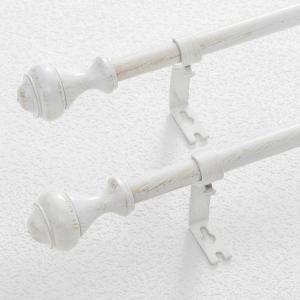 imageNICETOWN Small Curtain Rods 2 Pack for Windows 28 to 48 inch Adjustable Decorative 58 inch Diameter with Creative Urn Finials Matte Black CopperAntique White