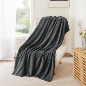 imageNICETOWN Soft Blanket King Size Fleece Warm Fuzzy Throw for BedSofa Lightweight 300GSM Microplush Ultra Warm Blanket 90quot x 108quot GreyDark Grey