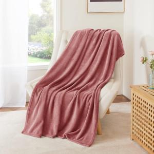 imageNICETOWN Soft Blanket King Size Fleece Warm Fuzzy Throw for BedSofa Lightweight 300GSM Microplush Ultra Warm Blanket 90quot x 108quot GreyDusty Pink