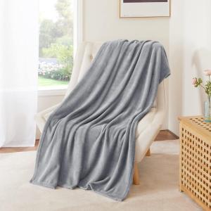 imageNICETOWN Soft Blanket King Size Fleece Warm Fuzzy Throw for BedSofa Lightweight 300GSM Microplush Ultra Warm Blanket 90quot x 108quot GreyLight Grey