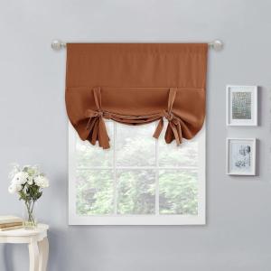 imageNICETOWN Thermal Insulated Blackout Short Curtain  Bathroom Curtain Gray Tie Up Shade for Small Window Window Valance Balloon Roman Blind Rod Pocket Panel 46 inches W x 63 inches LBurnt Orange