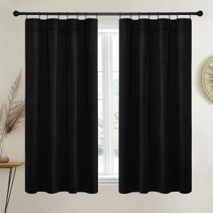 imageNICETOWN Thermal Insulated Velvet Curtains Ivory 96 Inch Length Heavy Duty Keep Warm Drapes Room Darkening Thermal Insulated Curtains for Patio Hall Villa Bedroom Window Treatment Set of 2Black