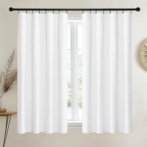 imageNICETOWN Thermal Insulated Velvet Curtains Ivory 96 Inch Length Heavy Duty Keep Warm Drapes Room Darkening Thermal Insulated Curtains for Patio Hall Villa Bedroom Window Treatment Set of 2White