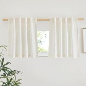 imageNICETOWN White Linen Sheer Curtains and Drapes 84 inches Long Rod Pocket ampamp Back Tab semitransparent with Light Through Vertical Window Treatments for Sliding Glass Door ampamp Living Room 52quotW Set of 2Linen