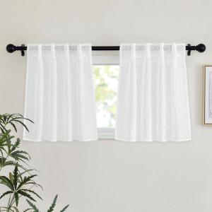 imageNICETOWN White Linen Sheer Curtains and Drapes 84 inches Long Rod Pocket ampamp Back Tab semitransparent with Light Through Vertical Window Treatments for Sliding Glass Door ampamp Living Room 52quotW Set of 2White