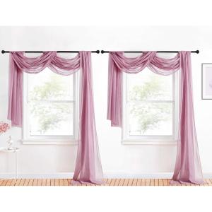 imageNICETOWN White Sheer Window Scarf 216 inch Extra Long Soft Voile Textured Bed Canopy Scarf Curtains for Event DesignsHome Decor 60 inches Wide Set of 2Mauve
