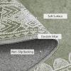 imageNICETOWN 8x10 Large Washable Pink Area Rug  Boho NonSlip Folable Rug Stain Resistant Oriental Medallion Living Room Carpet for Girls Room Kitchen Laundry Bathroom Bedroom Light PinkSage Green