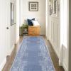 imageNICETOWN 8x10 Large Washable Pink Area Rug  Boho NonSlip Folable Rug Stain Resistant Oriental Medallion Living Room Carpet for Girls Room Kitchen Laundry Bathroom Bedroom Light PinkBlue
