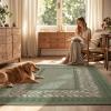imageNICETOWN 8x10 Large Washable Pink Area Rug  Boho NonSlip Folable Rug Stain Resistant Oriental Medallion Living Room Carpet for Girls Room Kitchen Laundry Bathroom Bedroom Light PinkGreen