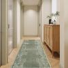 imageNICETOWN 8x10 Large Washable Pink Area Rug  Boho NonSlip Folable Rug Stain Resistant Oriental Medallion Living Room Carpet for Girls Room Kitchen Laundry Bathroom Bedroom Light PinkSage Green