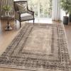 imageNICETOWN 8x10 Large Washable Pink Area Rug  Boho NonSlip Folable Rug Stain Resistant Oriental Medallion Living Room Carpet for Girls Room Kitchen Laundry Bathroom Bedroom Light PinkBrown