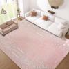 imageNICETOWN 8x10 Large Washable Pink Area Rug  Boho NonSlip Folable Rug Stain Resistant Oriental Medallion Living Room Carpet for Girls Room Kitchen Laundry Bathroom Bedroom Light PinkPink