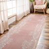 imageNICETOWN 8x10 Large Washable Pink Area Rug  Boho NonSlip Folable Rug Stain Resistant Oriental Medallion Living Room Carpet for Girls Room Kitchen Laundry Bathroom Bedroom Light PinkPink