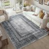 imageNICETOWN 8x10 Large Washable Pink Area Rug  Boho NonSlip Folable Rug Stain Resistant Oriental Medallion Living Room Carpet for Girls Room Kitchen Laundry Bathroom Bedroom Light PinkGrey