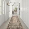 imageNICETOWN 8x10 Large Washable Pink Area Rug  Boho NonSlip Folable Rug Stain Resistant Oriental Medallion Living Room Carpet for Girls Room Kitchen Laundry Bathroom Bedroom Light PinkBrown