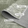 imageNICETOWN 8x10 Large Washable Pink Area Rug  Boho NonSlip Folable Rug Stain Resistant Oriental Medallion Living Room Carpet for Girls Room Kitchen Laundry Bathroom Bedroom Light PinkSage Green